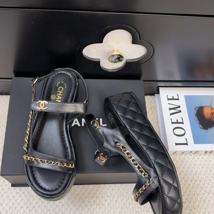 THICK-SOLED SANDALS 55 MM IN BLACK CALFSKIN