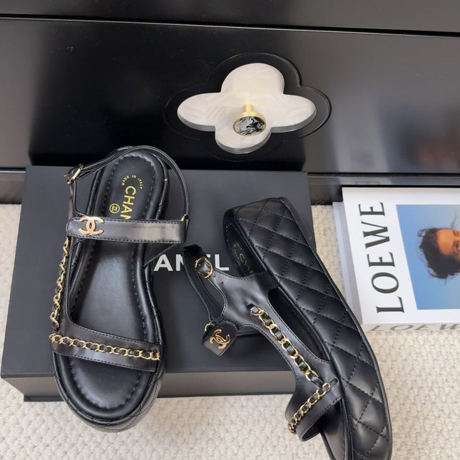 THICK-SOLED SANDALS 55 MM IN BLACK CALFSKIN