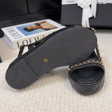 THICK-SOLED SANDALS 55 MM IN BLACK CALFSKIN