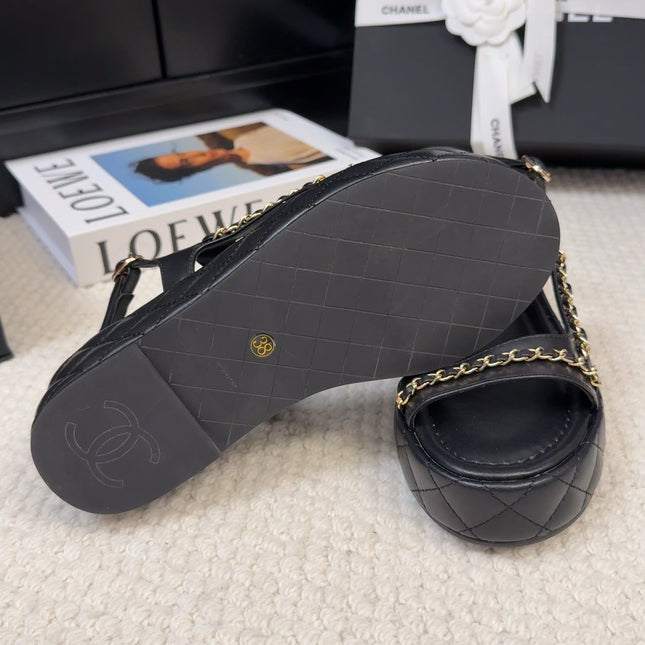 THICK-SOLED SANDALS 55 MM IN BLACK CALFSKIN
