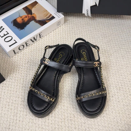 THICK-SOLED SANDALS 55 MM IN BLACK CALFSKIN