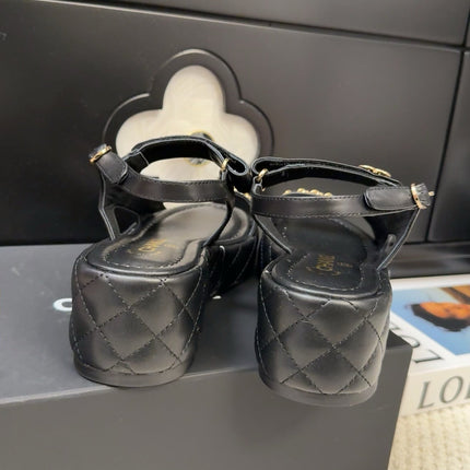 THICK-SOLED SANDALS 55 MM IN BLACK CALFSKIN