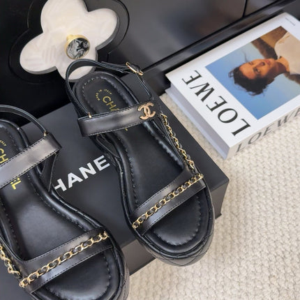 THICK-SOLED SANDALS 55 MM IN BLACK CALFSKIN