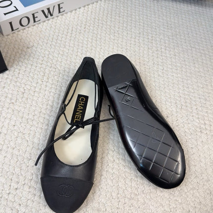 FLAT MARY JANE PUMPS BLACK LAMBSKIN