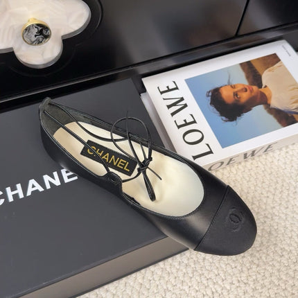 FLAT MARY JANE PUMPS BLACK LAMBSKIN