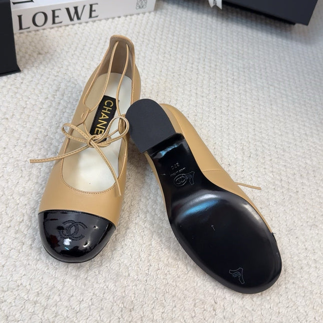 MARY JANE PUMPS 55 MM IN SAND YELLOW MIX BLACK LAMBSKIN