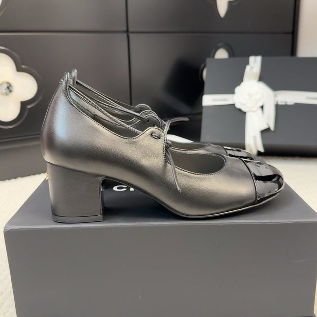 MARY JANE PUMPS 55 MM IN BLACK LAMBSKIN