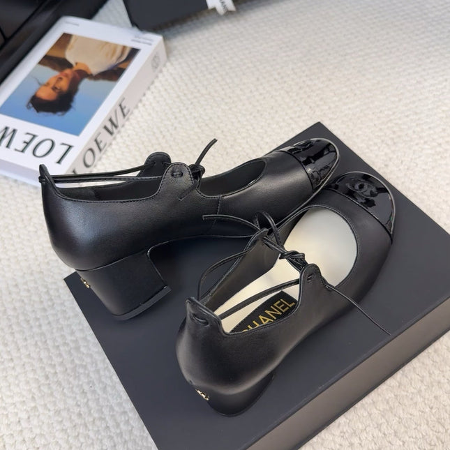 MARY JANE PUMPS 55 MM IN BLACK LAMBSKIN