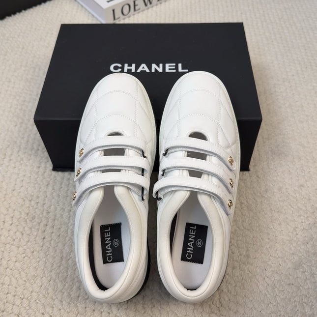 SNEAKERS WITH THREE STRAPS IN WHITE CALFSKIN