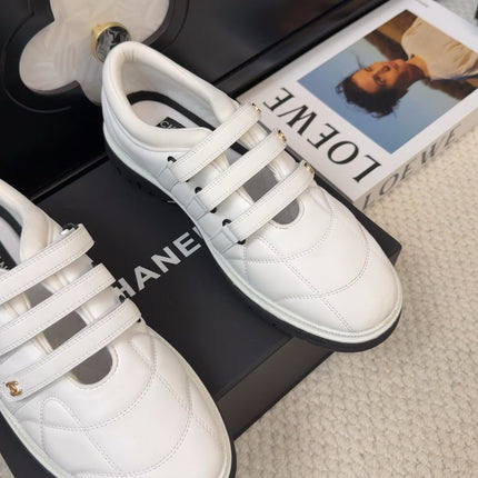 SNEAKERS WITH THREE STRAPS IN WHITE CALFSKIN