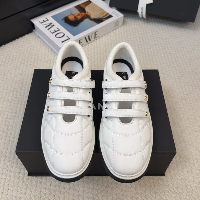 SNEAKERS WITH THREE STRAPS IN WHITE CALFSKIN