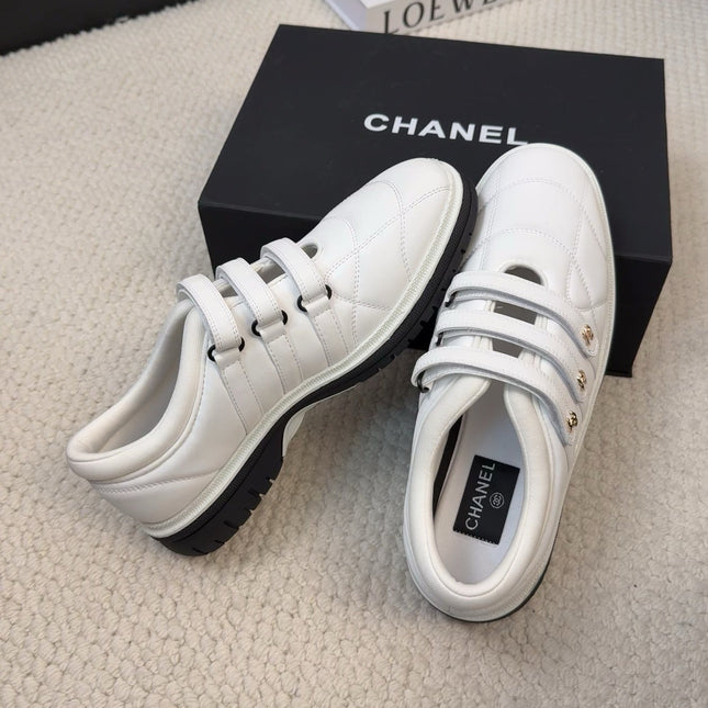 SNEAKERS WITH THREE STRAPS IN WHITE CALFSKIN