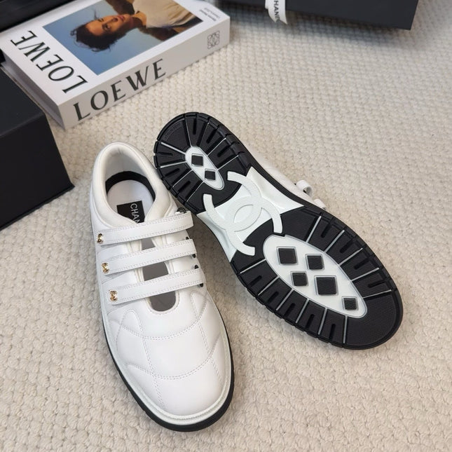 SNEAKERS WITH THREE STRAPS IN WHITE CALFSKIN