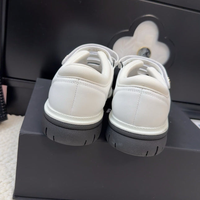 SNEAKERS WITH THREE STRAPS IN WHITE CALFSKIN