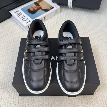 SNEAKERS WITH THREE STRAPS IN BLACK CALFSKIN