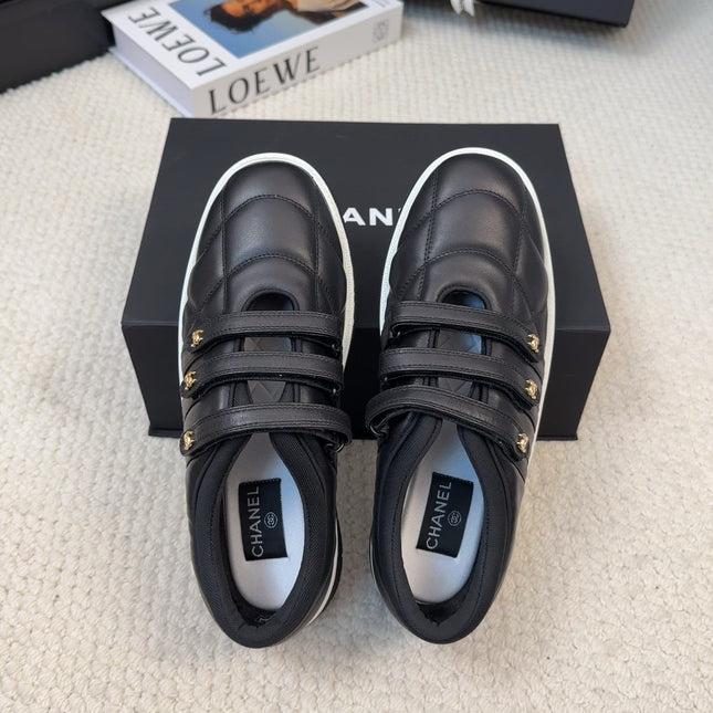 SNEAKERS WITH THREE STRAPS IN BLACK CALFSKIN