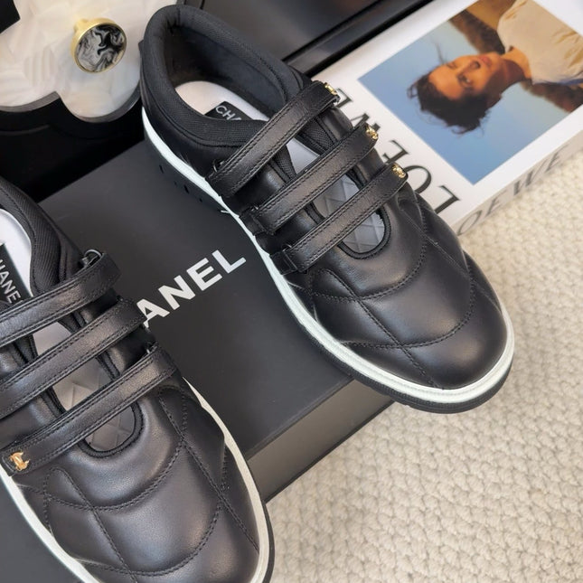 SNEAKERS WITH THREE STRAPS IN BLACK CALFSKIN