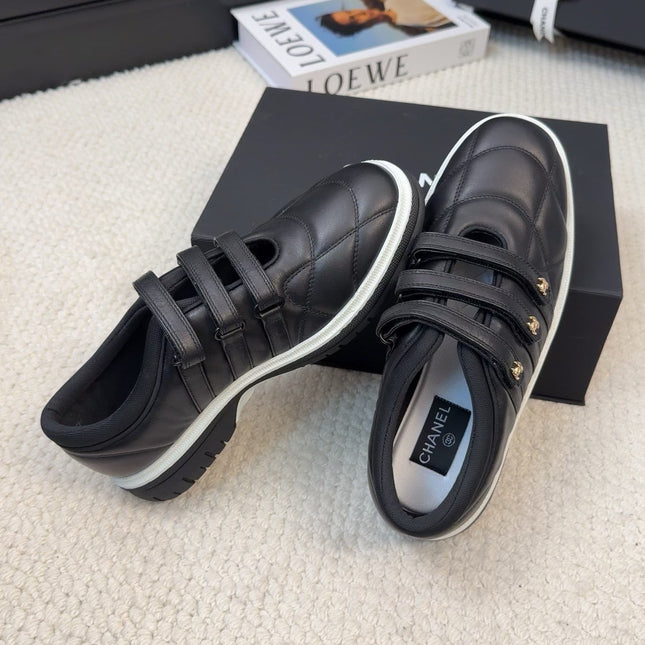 SNEAKERS WITH THREE STRAPS IN BLACK CALFSKIN