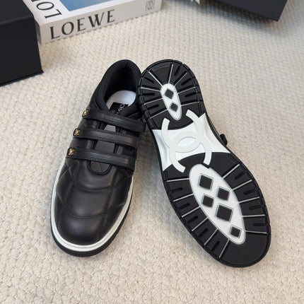 SNEAKERS WITH THREE STRAPS IN BLACK CALFSKIN