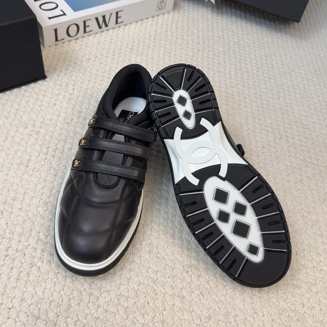 SNEAKERS WITH THREE STRAPS IN BLACK CALFSKIN
