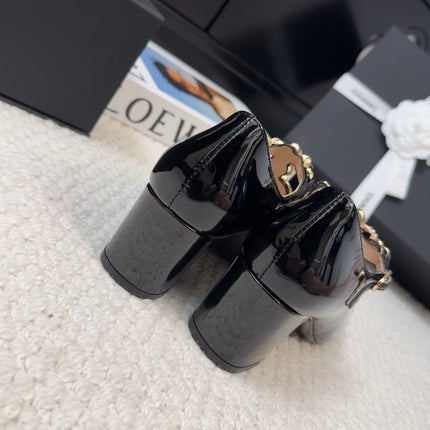 MARY JANE SHOES IN BLACK PATENT CALFSKIN 55 MM