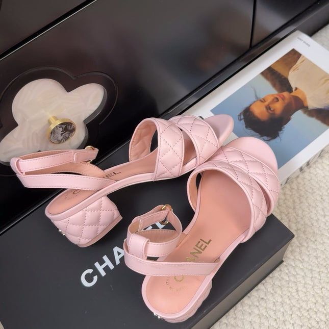 25C Sandal 45mm Open Heel Pink Lambskin 233489