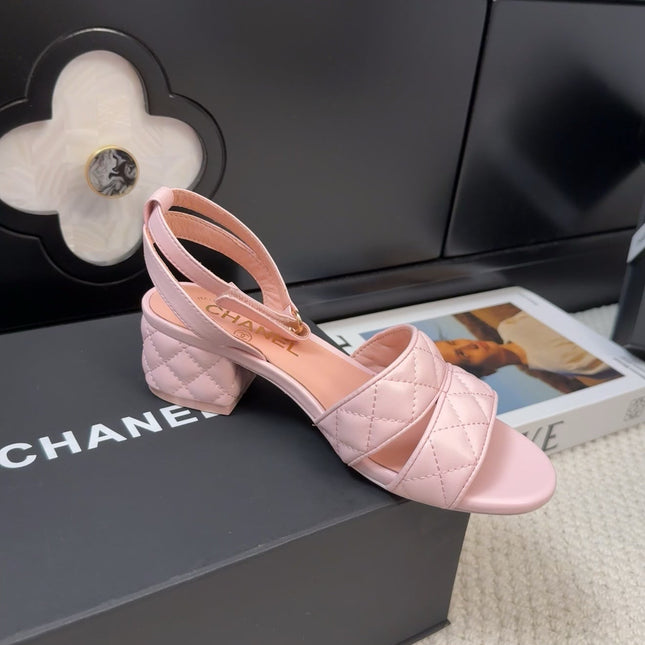 25C Sandal 45mm Open Heel Pink Lambskin 233489