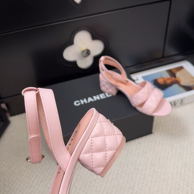 25C Sandal 45mm Open Heel Pink Lambskin 233489