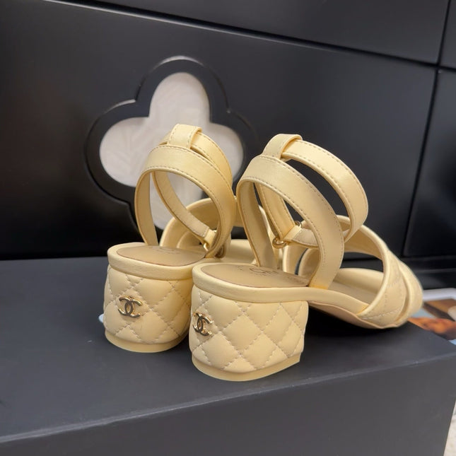 25C Sandal 45mm Open Heel Beige Lambskin 233490