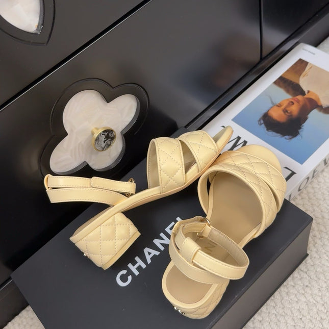 25C Sandal 45mm Open Heel Beige Lambskin 233490