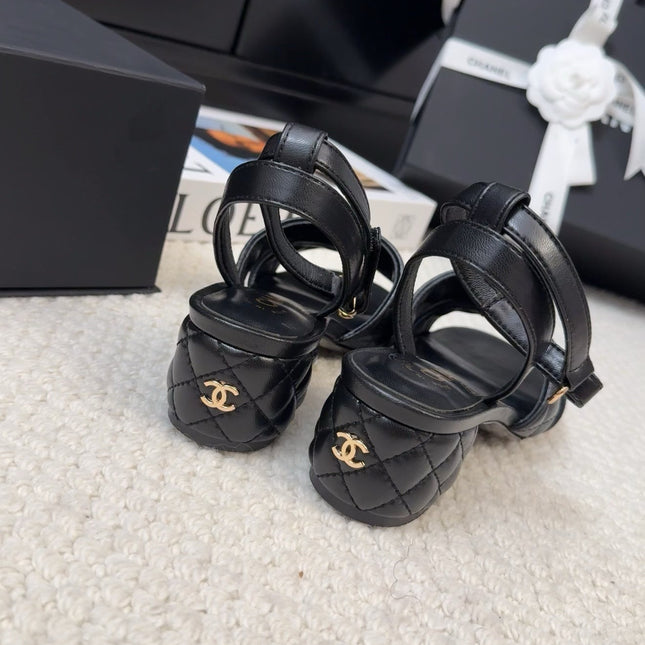 25C Sandal 45mm Open Heel Black Lambskin 233491