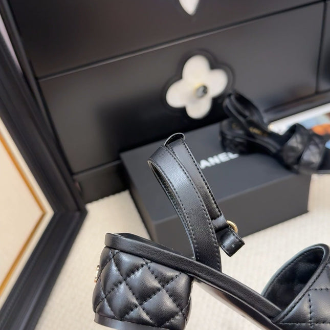 25C Sandal 45mm Open Heel Black Lambskin 233491