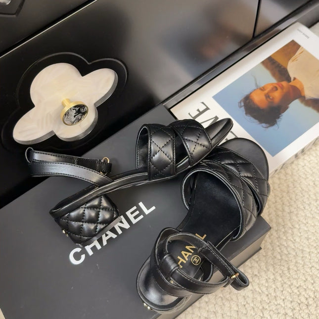 25C Sandal 45mm Open Heel Black Lambskin 233491