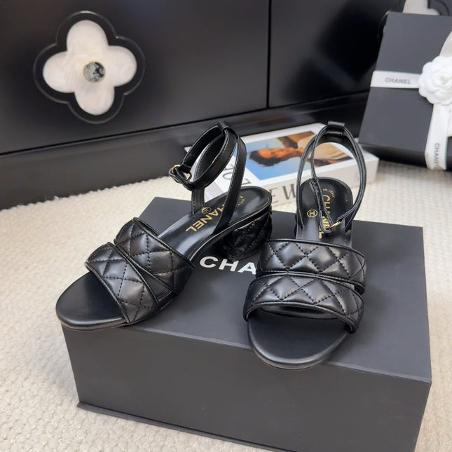 25C Sandal 45mm Open Heel Black Lambskin 233491