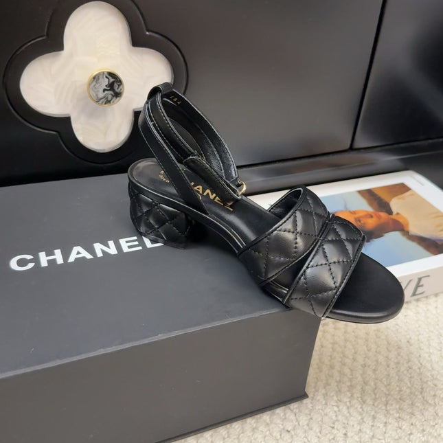 25C Sandal 45mm Open Heel Black Lambskin 233491