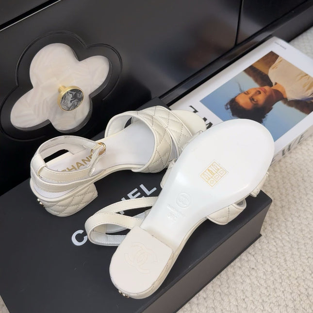 25C Sandal 45mm Open Heel White Lambskin 233492