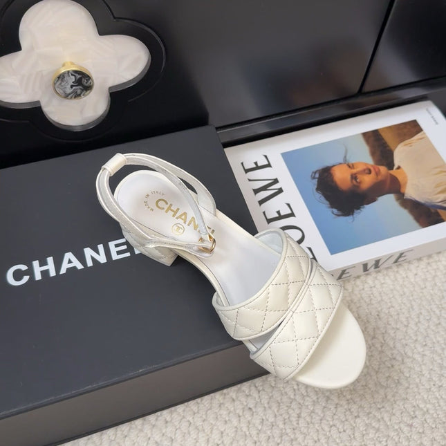 25C Sandal 45mm Open Heel White Lambskin 233492