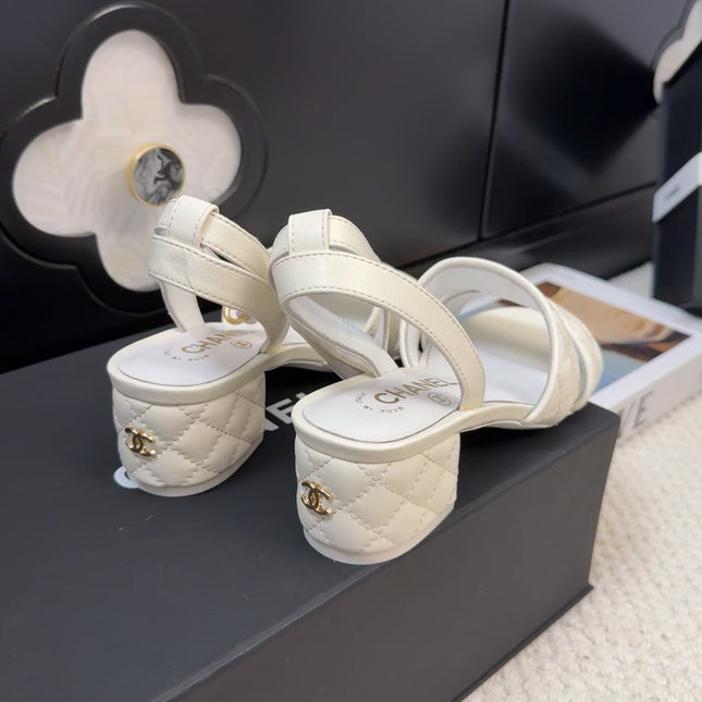 25C Sandal 45mm Open Heel White Lambskin 233492