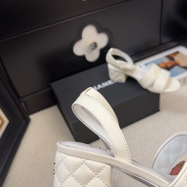 25C Sandal 45mm Open Heel White Lambskin 233492