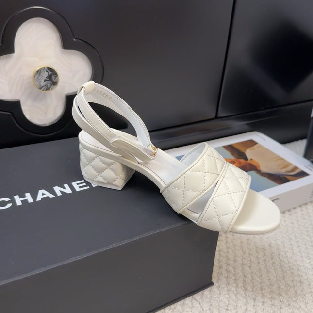 25C Sandal 45mm Open Heel White Lambskin 233492