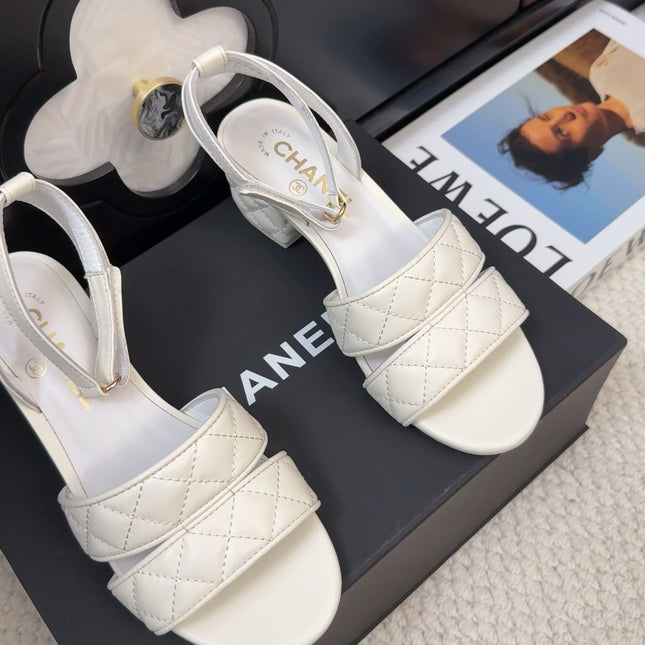 25C Sandal 45mm Open Heel White Lambskin 233492