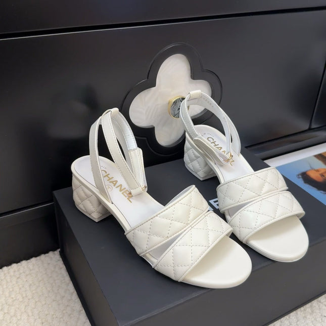 25C Sandal 45mm Open Heel White Lambskin 233492