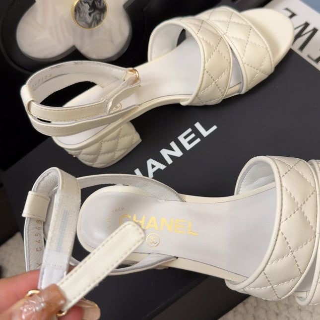 25C Sandal 45mm Open Heel White Lambskin 233492