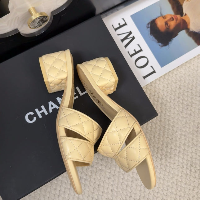 CC 25C Mule Sandal 45mm Open Heel Beige Lambskin 233493