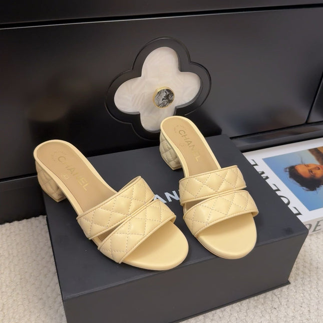 CC 25C Mule Sandal 45mm Open Heel Beige Lambskin 233493