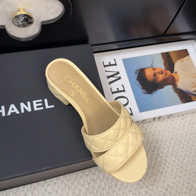 CC 25C Mule Sandal 45mm Open Heel Beige Lambskin 233493