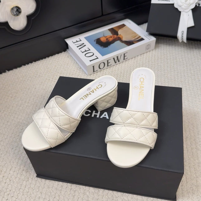 CC 25C Mule Sandal 45mm Open Heel White Lambskin 233495