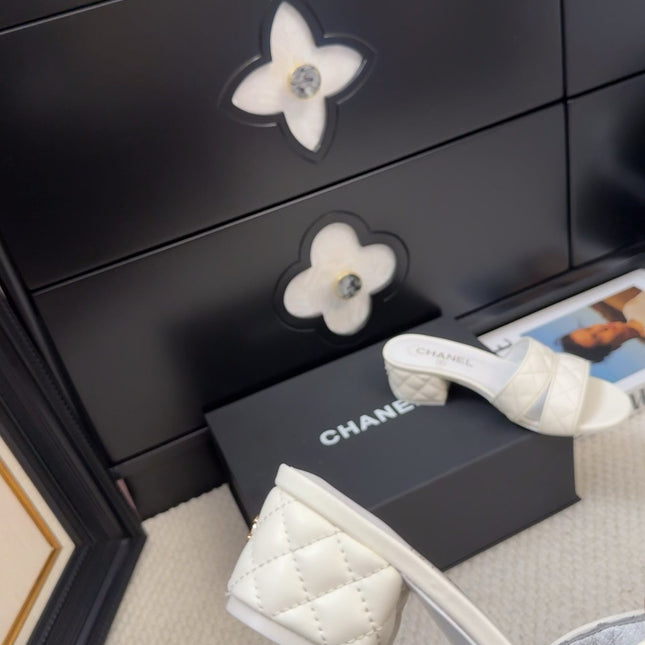 CC 25C Mule Sandal 45mm Open Heel White Lambskin 233495