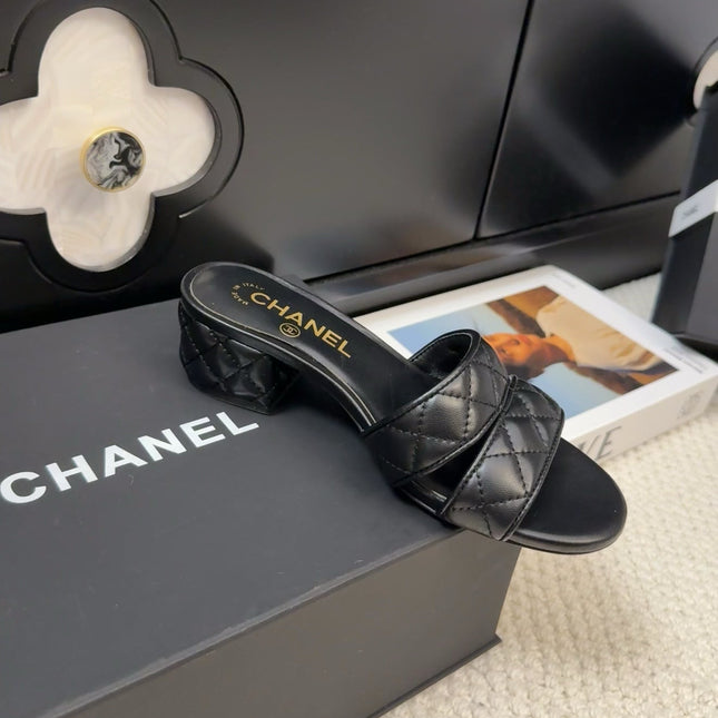 CC 25C Mule Sandal 45mm Open Heel Black Lambskin 233496