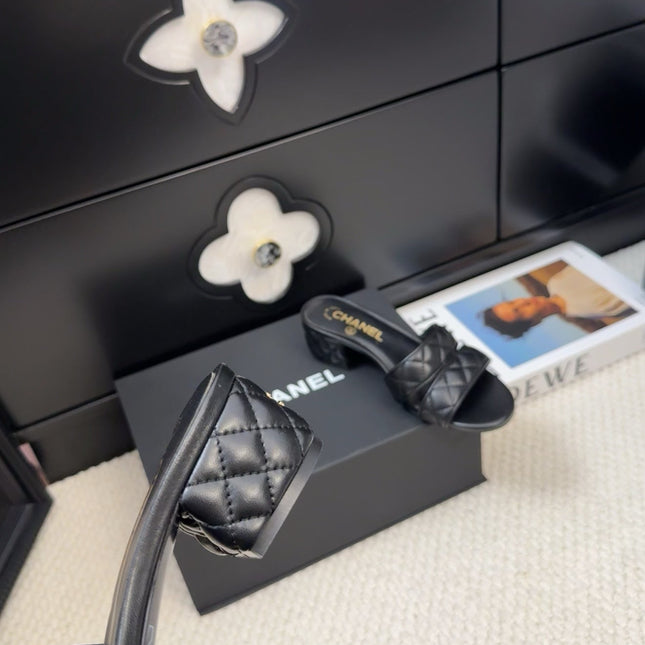 CC 25C Mule Sandal 45mm Open Heel Black Lambskin 233496